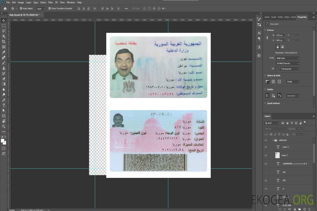 Carte d'identité de la Syrie template Carte d'identité de la Syrie template